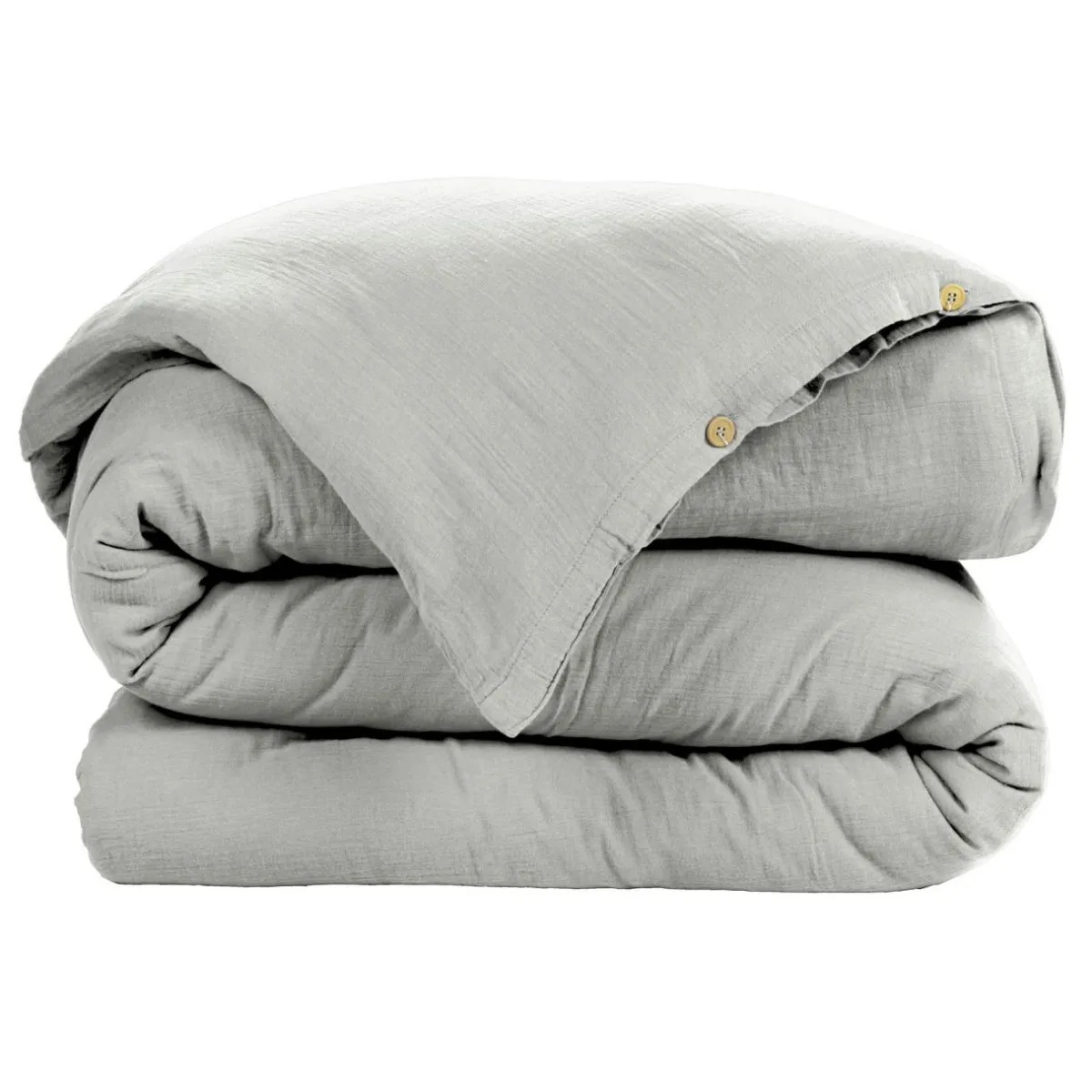 EMINZA Housse de couette gaze de coton (140 x 200 cm) Gaïa Gris nuage Gris clair Hot