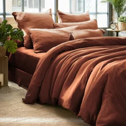 EMINZA Housse de couette gaze de coton (200 x 200 cm) Gaïa Terracotta