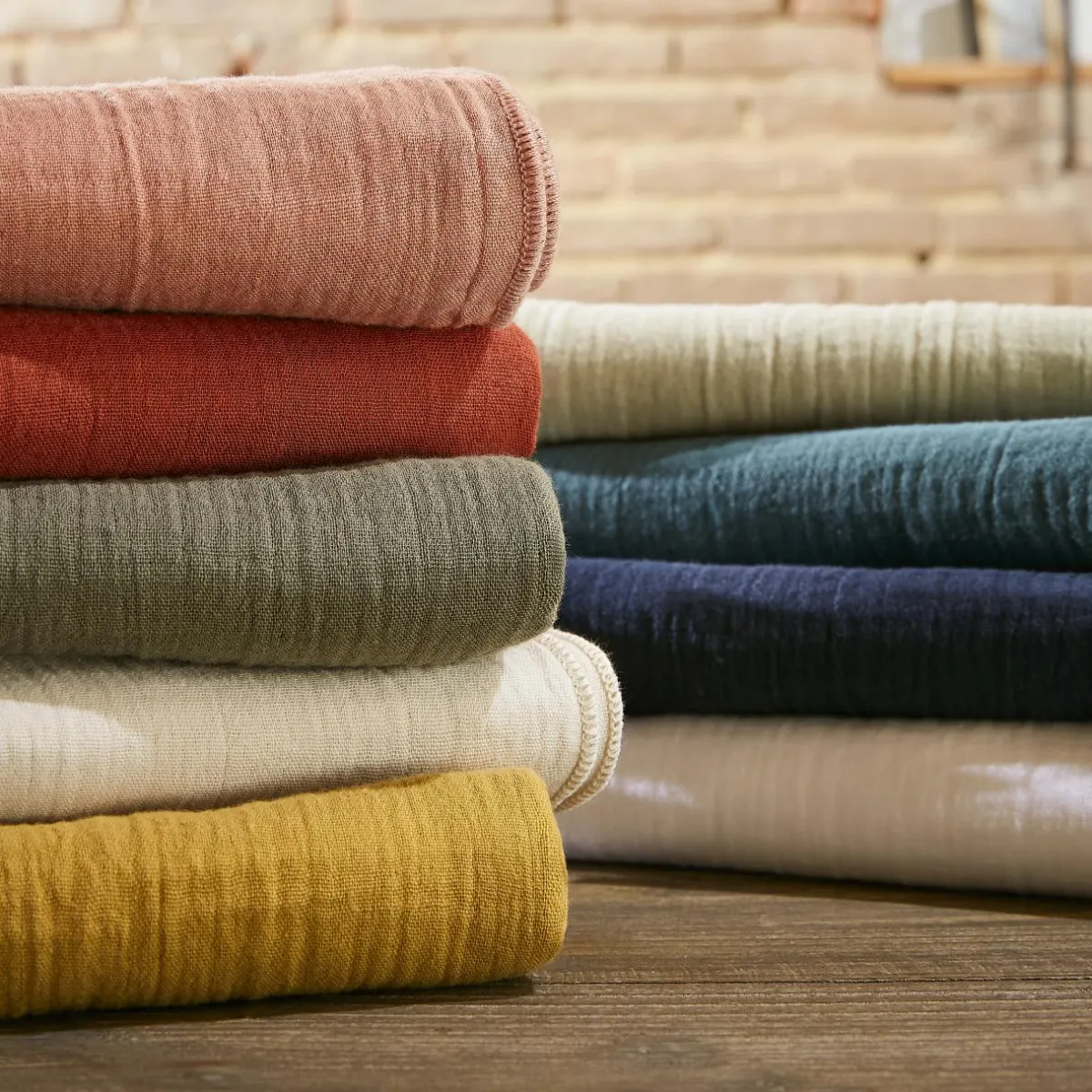 EMINZA Housse de couette gaze de coton (200 x 200 cm) Gaïa Terracotta
