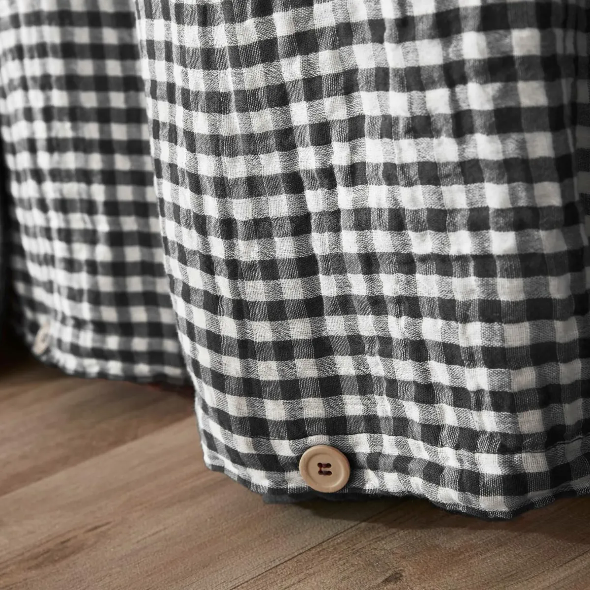 EMINZA Housse de couette gaze de coton (260 x 240 cm) Gaïa Vichy noir Sale
