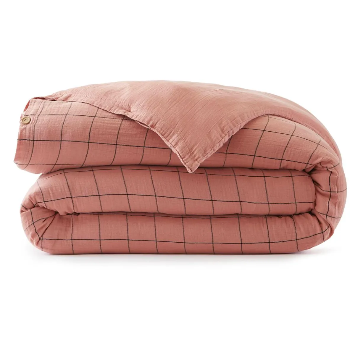 EMINZA Housse de couette gaze de coton (260 x 240 cm) Gaïa Match Rose Pêche Online