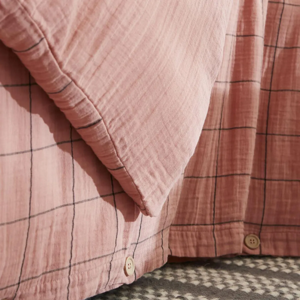 EMINZA Housse de couette gaze de coton (260 x 240 cm) Gaïa Match Rose Pêche Online