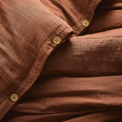EMINZA Housse de couette gaze de coton (240 x 220 cm) Gaïa Terracotta Best