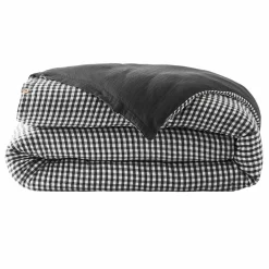EMINZA Housse de couette gaze de coton (140 x 200 cm) Gaïa Vichy noir