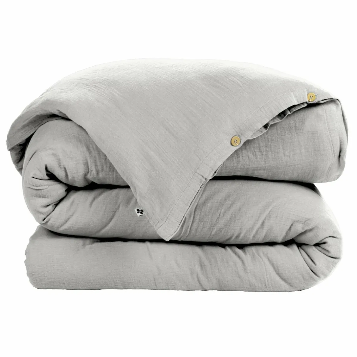 EMINZA Housse de couette gaze de coton (280 x 240 cm) Gaïa Gris nuage Gris clair Clearance