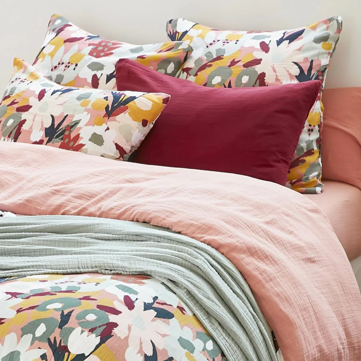 EMINZA Housse de couette gaze de coton (240 x 220 cm) Azel Multicolore Hot