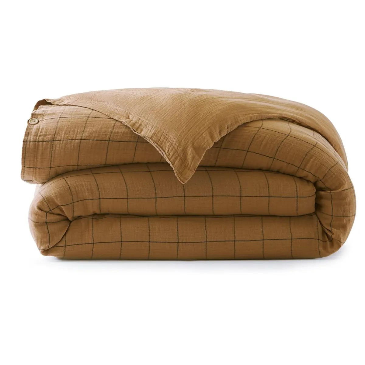 EMINZA Housse de couette gaze de coton (260 x 240 cm) Gaïa Match Camel Discount