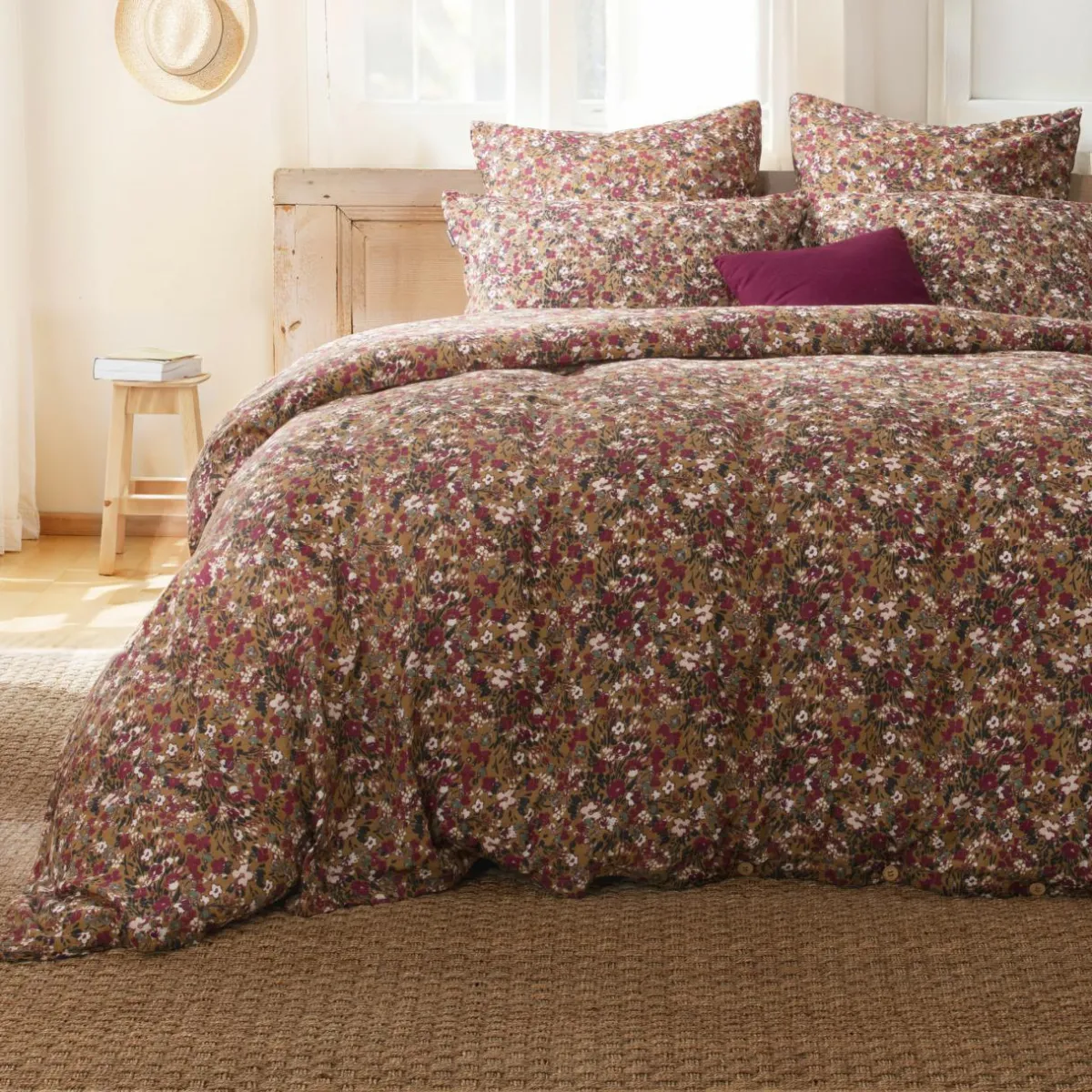EMINZA Housse de couette gaze de coton (200 x 200 cm) Constance Camel Outlet