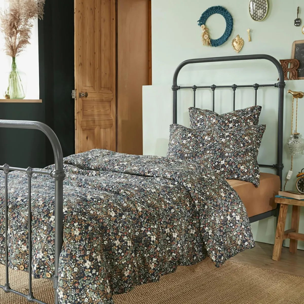 EMINZA Housse de couette gaze de coton (140 x 200 cm) Constance Bleu nuit Online
