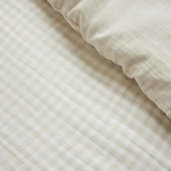 EMINZA Housse de couette gaze de coton (140 x 200 cm) Gaïa vichy Beige Best