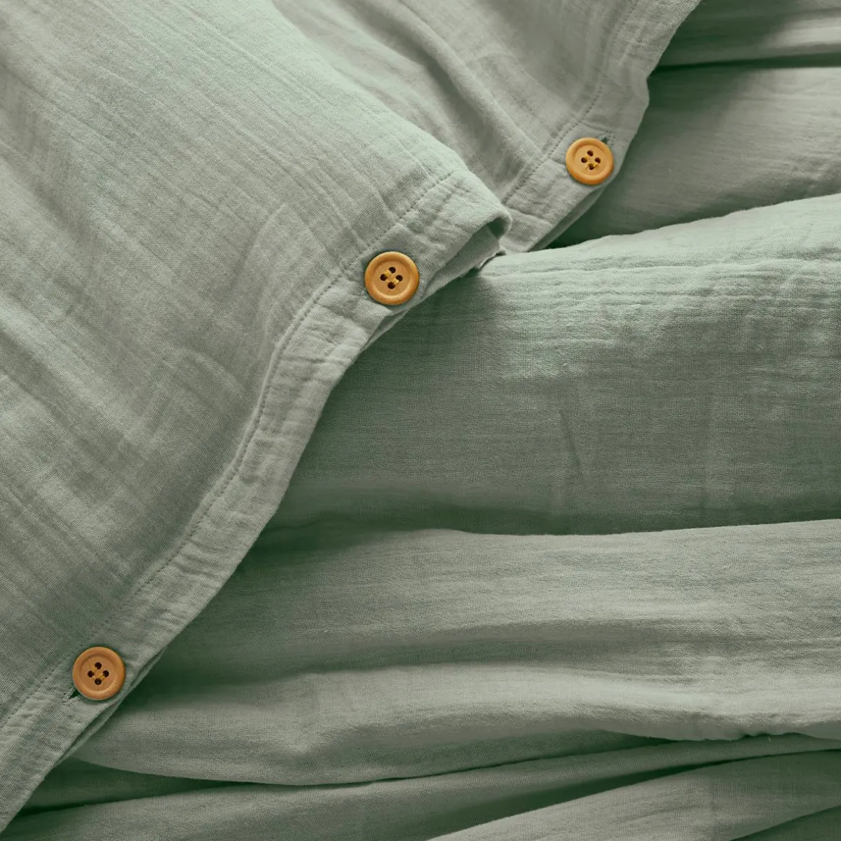 EMINZA Housse de couette gaze de coton (140 x 200 cm) Gaïa Vert Eucalyptus