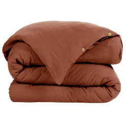 EMINZA Housse de couette gaze de coton (280 x 240 cm) Gaïa Terracotta Discount