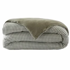 EMINZA Housse de couette gaze de coton (200 x 200 cm) Gaïa vichy Vert romarin New