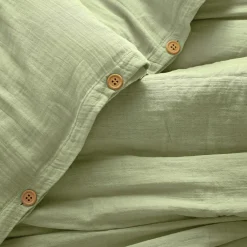 EMINZA Housse de couette gaze de coton (240 x 220 cm) Gaïa Vert tilleul Sale