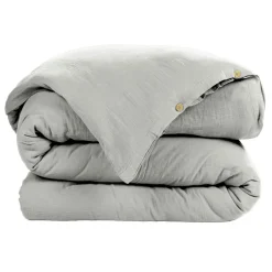 EMINZA Housse de couette gaze de coton (240 x 220 cm) Gaïa Gris nuage Gris clair Discount