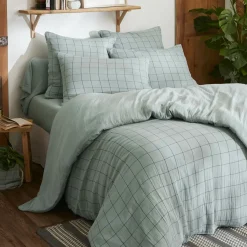 EMINZA Housse de couette gaze de coton (200 x 200 cm) Gaïa Match Vert Eucalyptus New