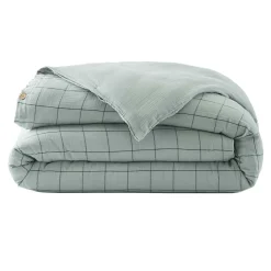 EMINZA Housse de couette gaze de coton (200 x 200 cm) Gaïa Match Vert Eucalyptus New
