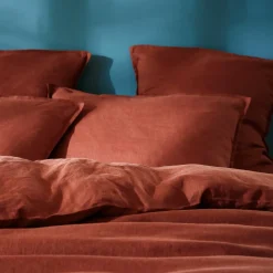 EMINZA Housse de couette lin lavé (240 x 220 cm) Louise Terracotta Clearance