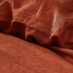 EMINZA Housse de couette lin lavé (240 x 220 cm) Louise Terracotta Clearance