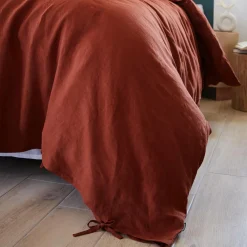 EMINZA Housse de couette lin lavé (240 x 220 cm) Louise Terracotta Clearance