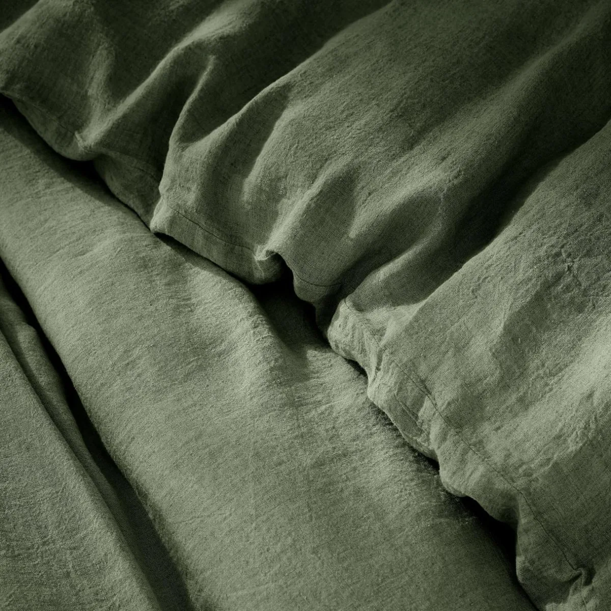 EMINZA Housse de couette lin lavé (260 x 240 cm) Louise Vert romarin Discount