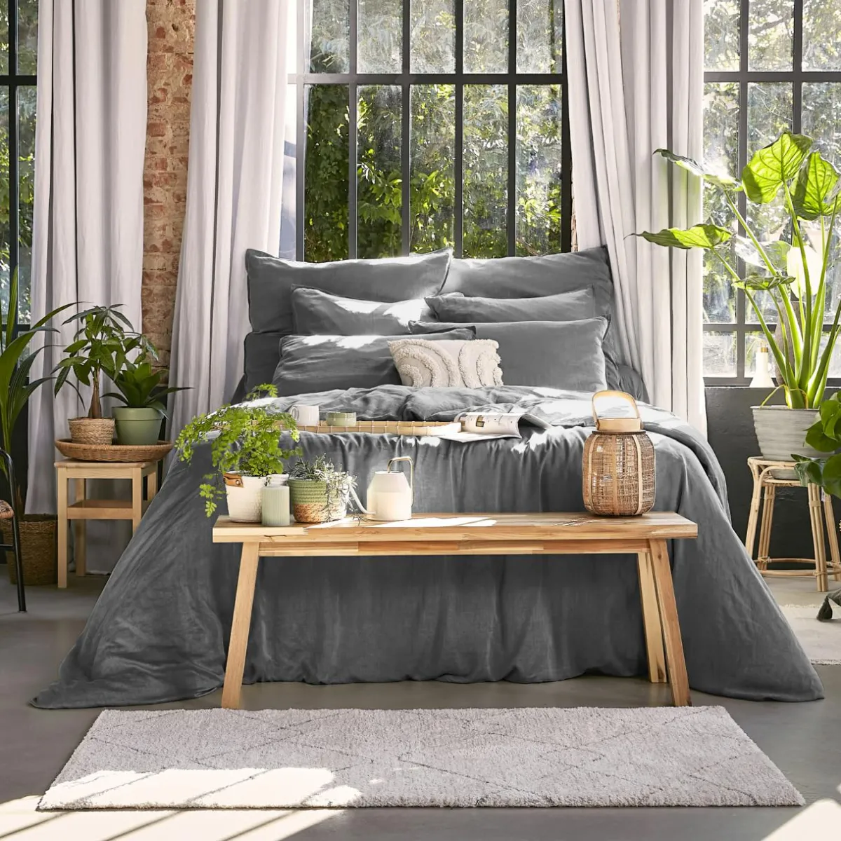 EMINZA Housse de couette lyocell Tencel™ lavé (240 x 220 cm) Olivia granit Gris Best