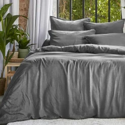 EMINZA Housse de couette lyocell Tencel™ lavé (280 x 240 cm) Olivia granit Gris Clearance