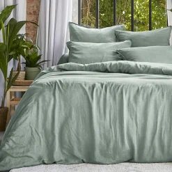 EMINZA Housse de couette lyocell Tencel™ lavé (280 x 240 cm) Olivia Vert Eucalyptus Clearance