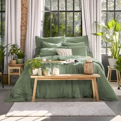 EMINZA Housse de couette lyocell Tencel™ lavé (280 x 240 cm) Olivia Vert romarin Outlet