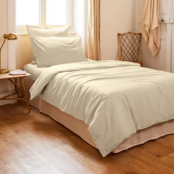 EMINZA Housse de couette percale de coton (140 x 200 cm) Cali Beige
