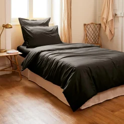 EMINZA Housse de couette percale de coton (140 x 200 cm) Cali e Noir New