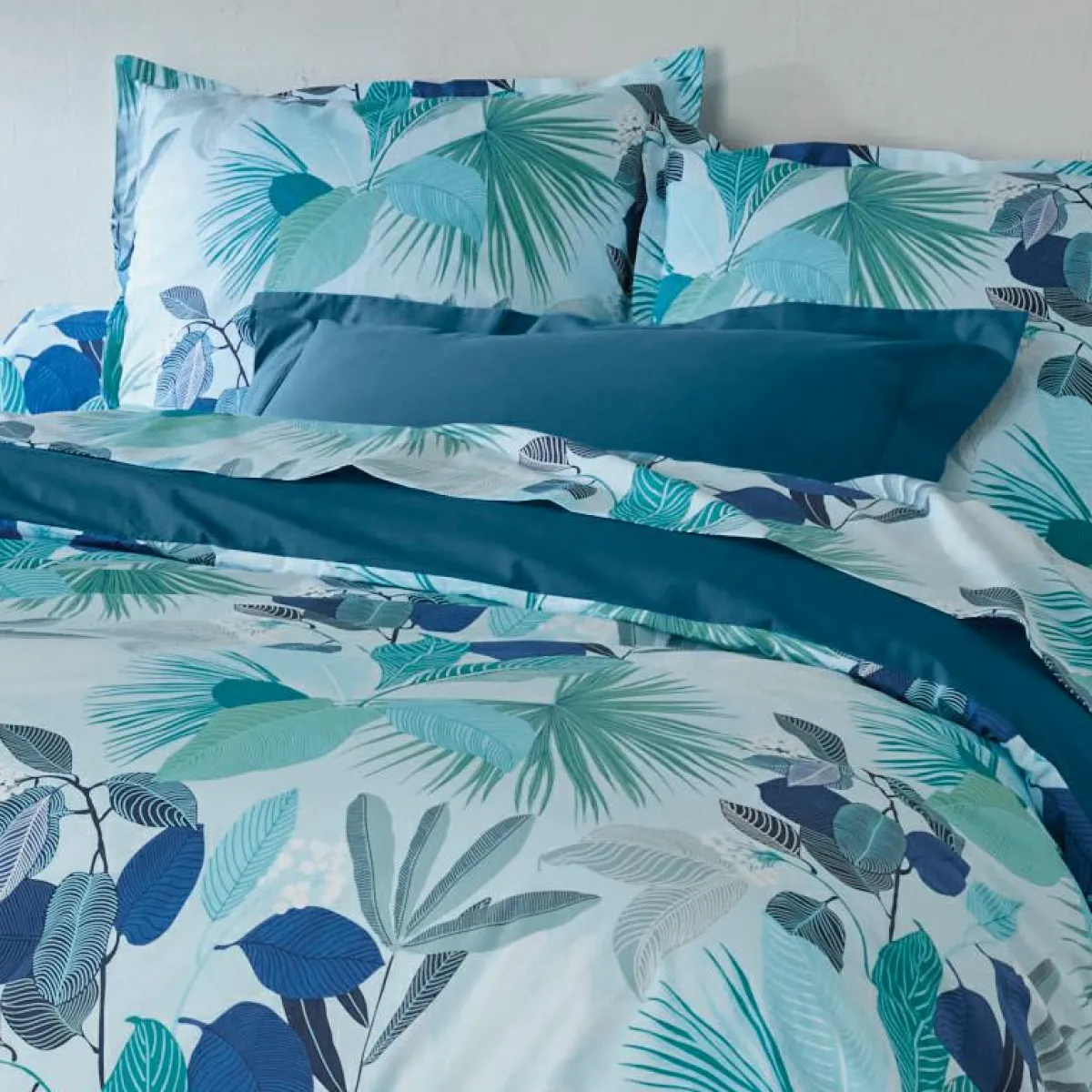 TRADILINGE Housse de couette percale de coton (200 x 200 cm) Moorea e Bleu Clearance