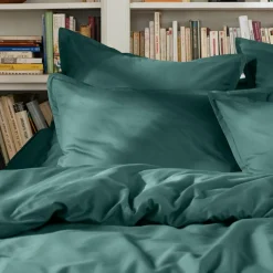 EMINZA Housse de couette percale de coton (240 x 220 cm) Cali Bleu canard