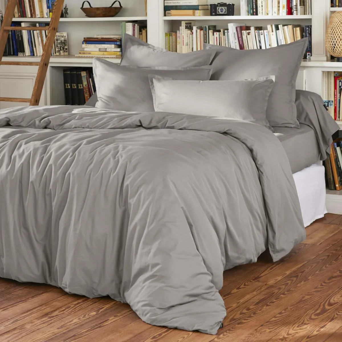 EMINZA Housse de couette percale de coton (200 x 200 cm) Cali Gris clair Online