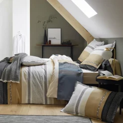 TRADILINGE Housse de couette percale de coton (260 x 240 cm) Marlow e Gris