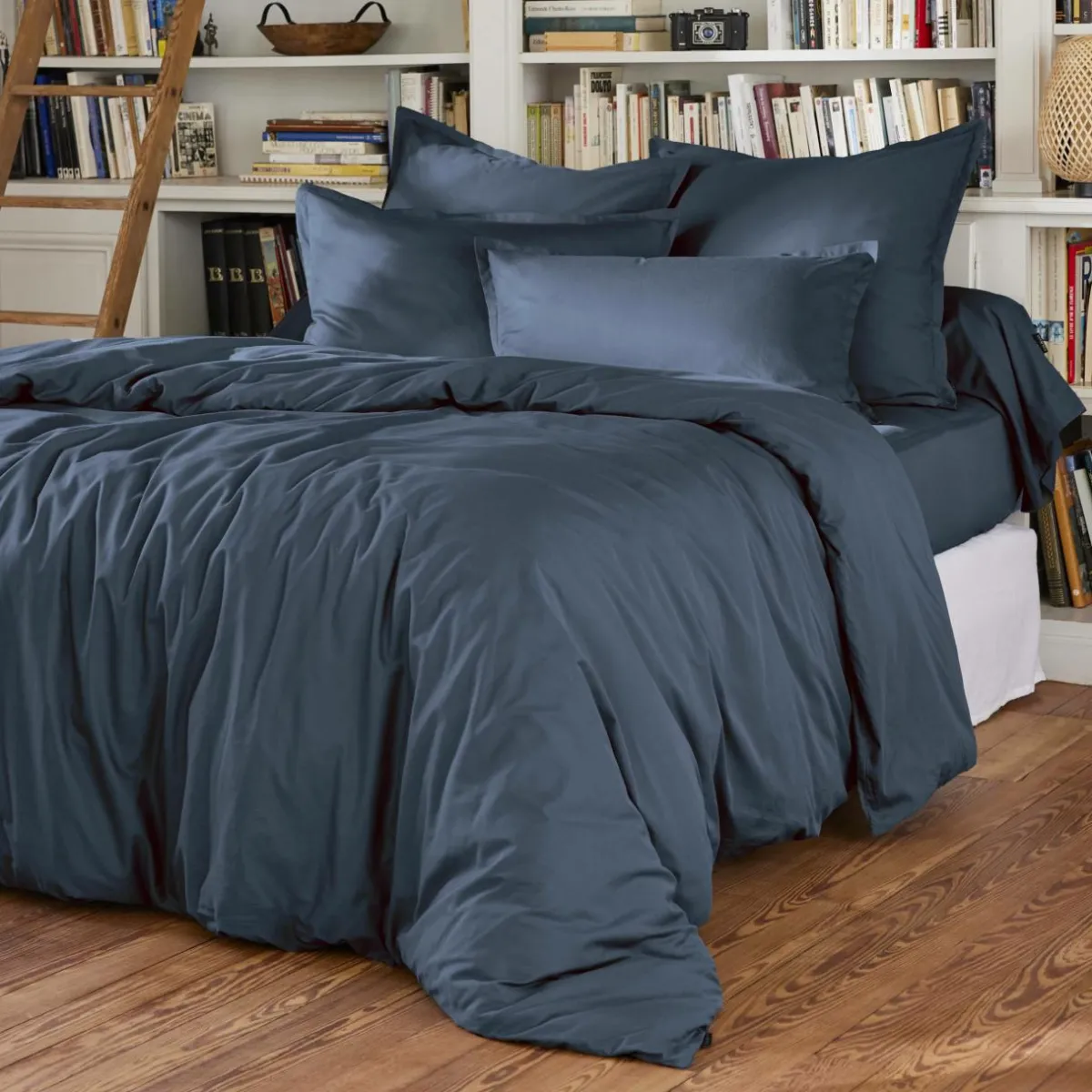 EMINZA Housse de couette percale de coton (240 x 220 cm) Cali Bleu marine Sale