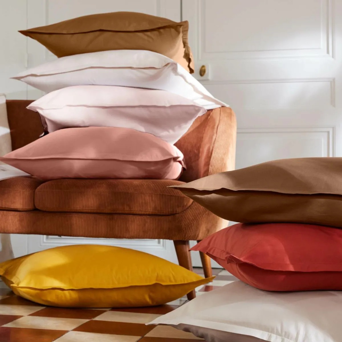 EMINZA Housse de couette percale de coton (140 x 200 cm) Cali Rose Pêche New