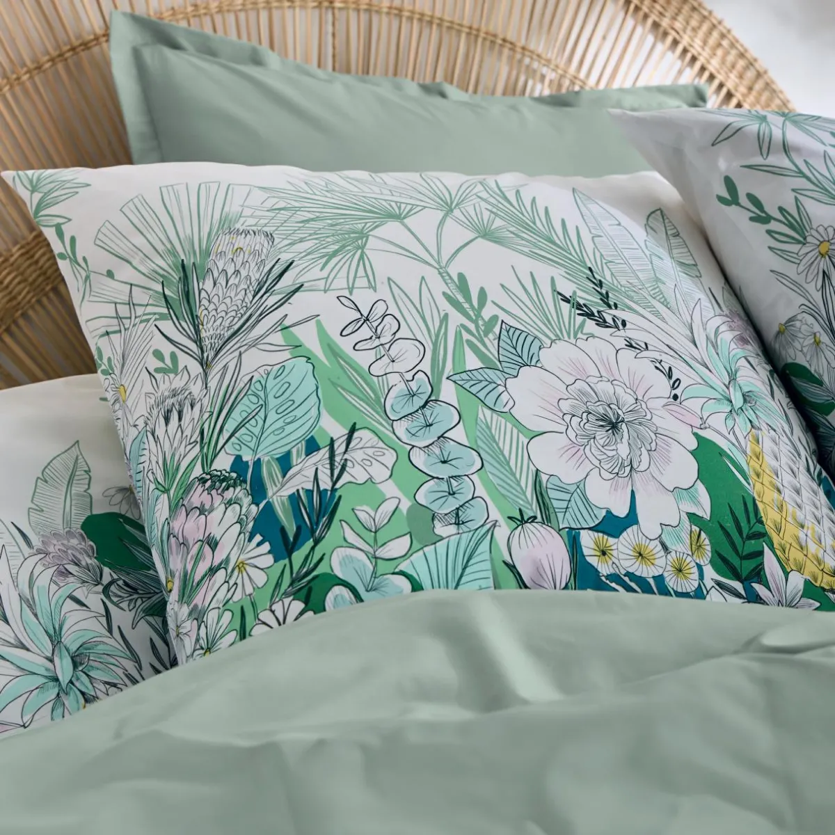 TRADI LINGE Housse de couette percale de coton (200 x 200 cm) Bali e Vert Clearance
