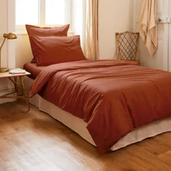 EMINZA Housse de couette percale de coton (140 x 200 cm) Cali Terracotta Hot
