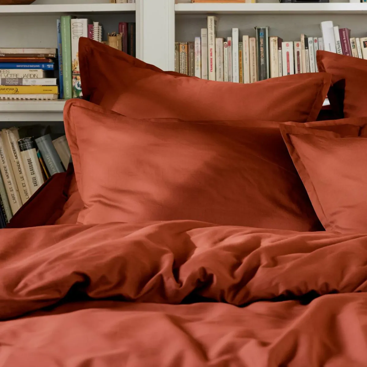 EMINZA Housse de couette percale de coton (140 x 200 cm) Cali Terracotta Hot