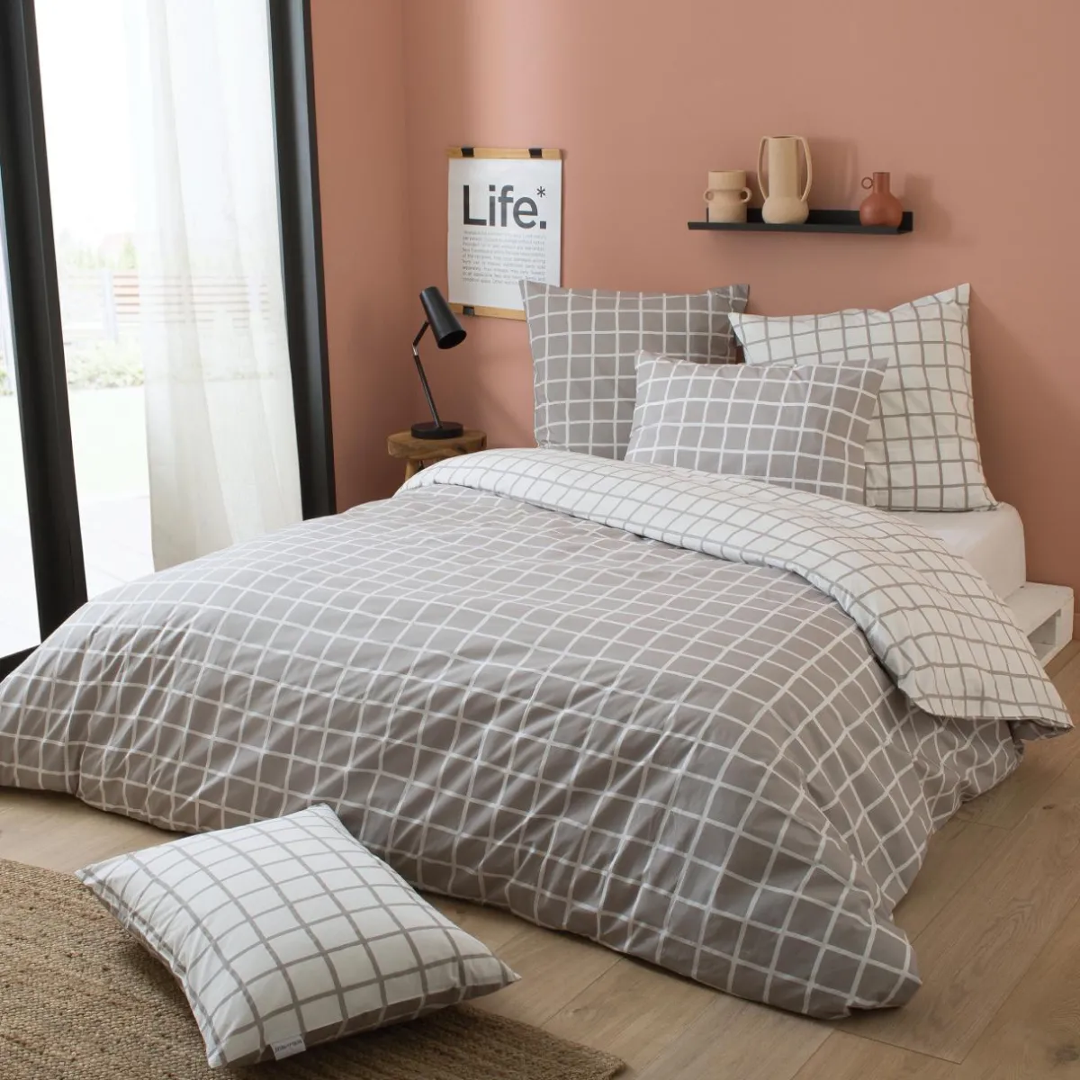 TRADILINGE Housse de couette percale de coton (200 x 200 cm) Max e Gris Outlet