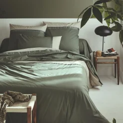 TRADILINGE Housse de couette percale de coton (260 x 240 cm) Noa Vert kaki Outlet