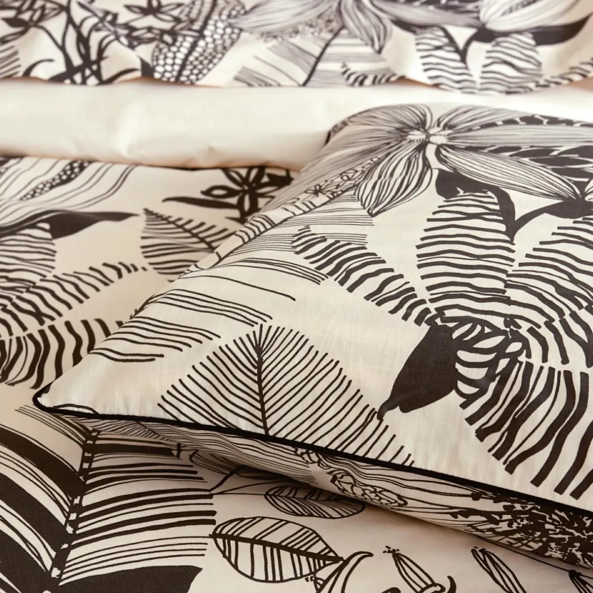 TRADILINGE Housse de couette percale de coton (260 x 240 cm) Alba e Noir Hot