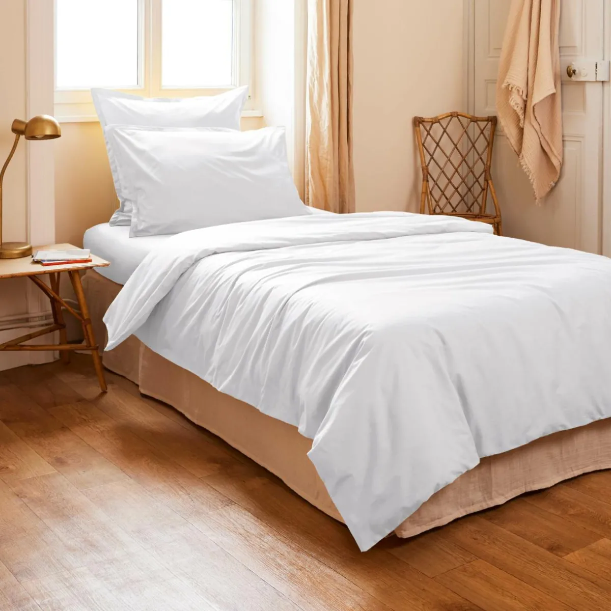 EMINZA Housse de couette percale de coton (140 x 200 cm) Cali he Blanc Best