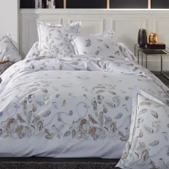 TRADILINGE Housse de couette percale de coton (260 x 240 cm) Plumes e Gris Online