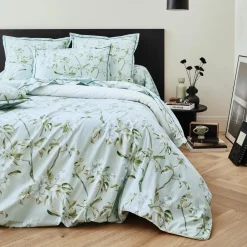 TRADILINGE Housse de couette percale de coton (260 x 240 cm) Eléna Nil e Vert Hot