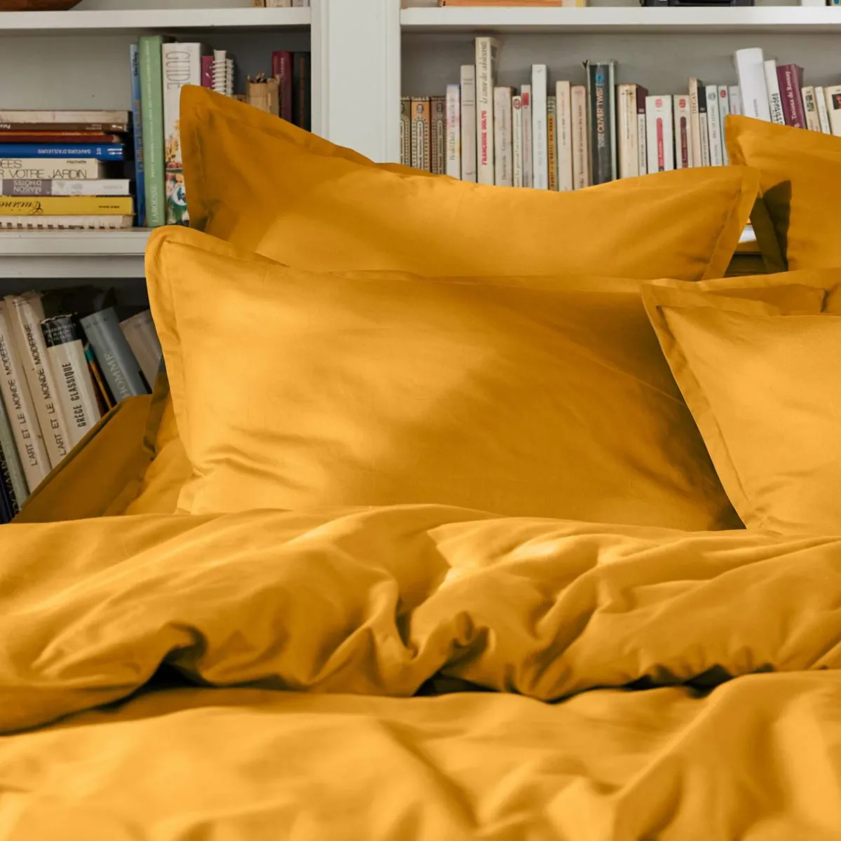 EMINZA Housse de couette percale de coton (200 x 200 cm) Cali Jaune moutarde Best