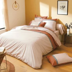 TRADILINGE Housse de couette percale de coton (300 x 240 cm) Macassar Cognac New
