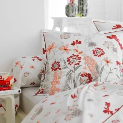 TRADI LINGE Housse de couette percale de coton (200 x 200 cm) Petite Folie Rouge Sale