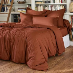 EMINZA Housse de couette percale de coton (260 x 240 cm) Cali Terracotta Outlet